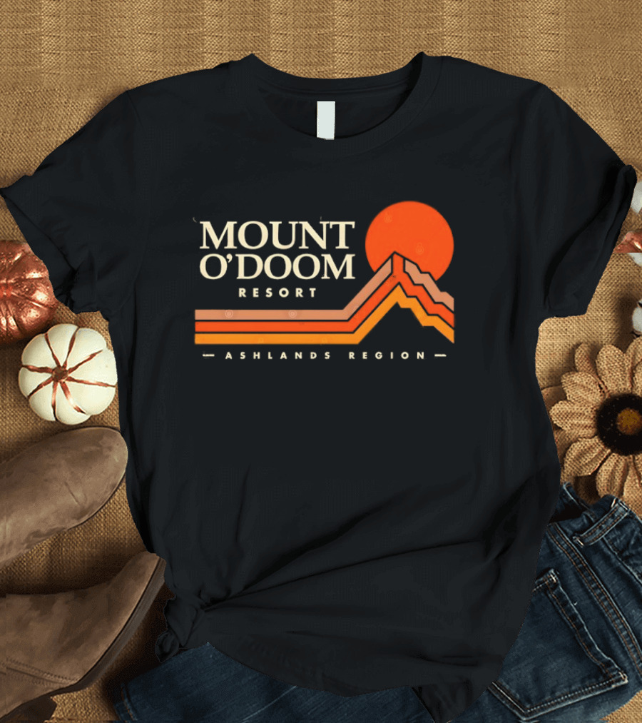 Mount O'Doom Resort Ashlands Region Sunset Retro Mountain T-Shirt