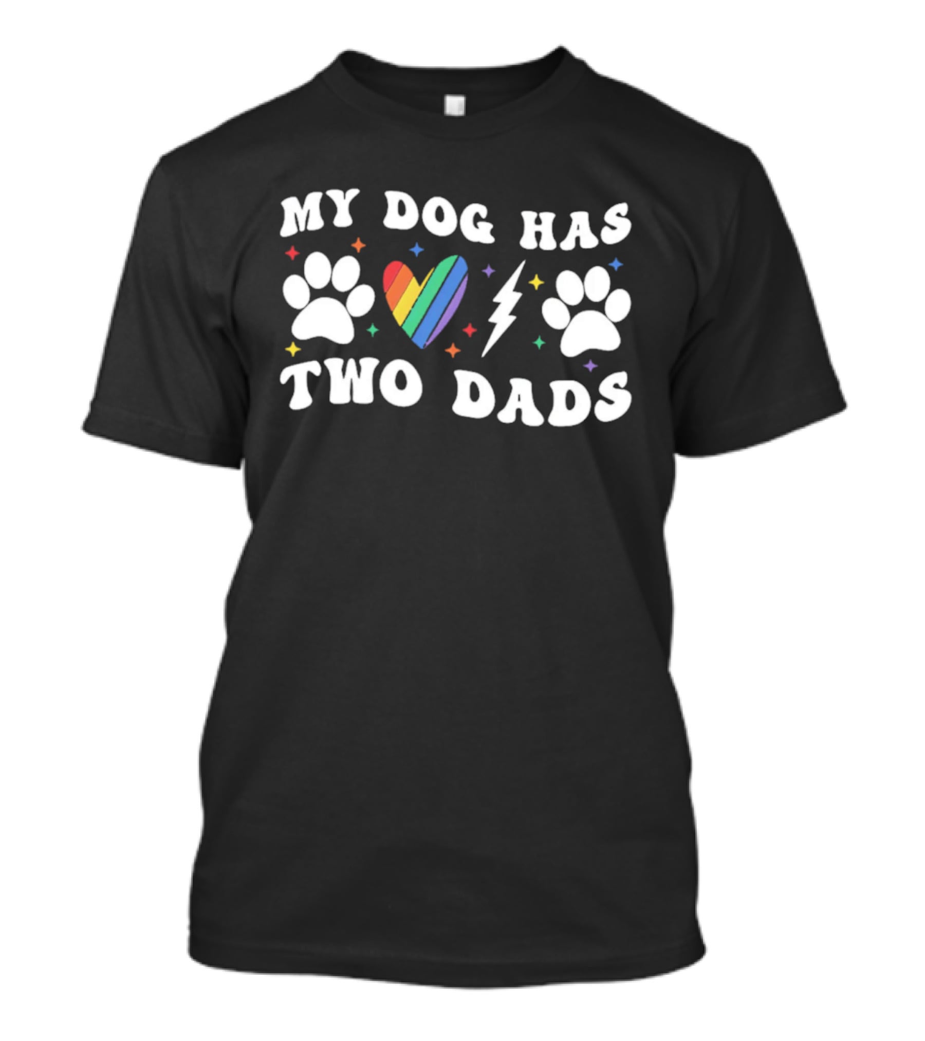 My Dog Has Two Dads Rainbow Heart Paw Prints LGBT Pride T-Shirt