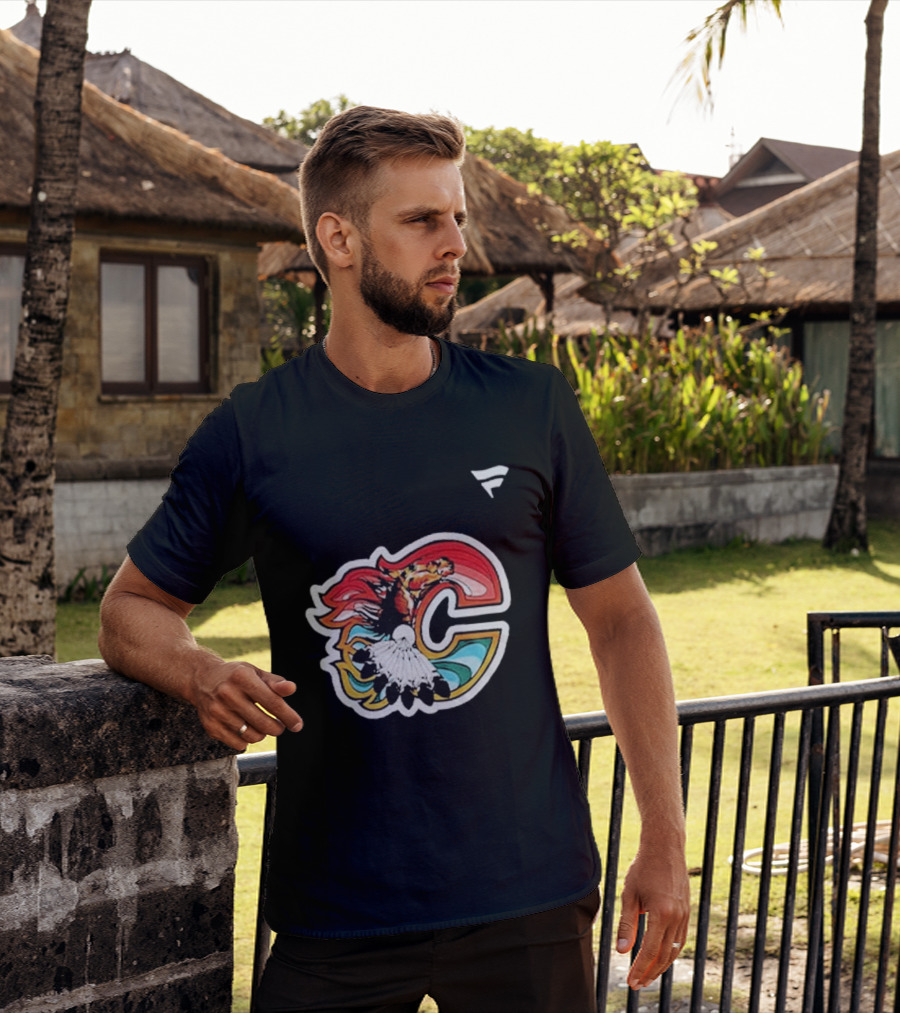 Calgary Flames Hockey Native Tribute C Logo Celebration T-Shirt