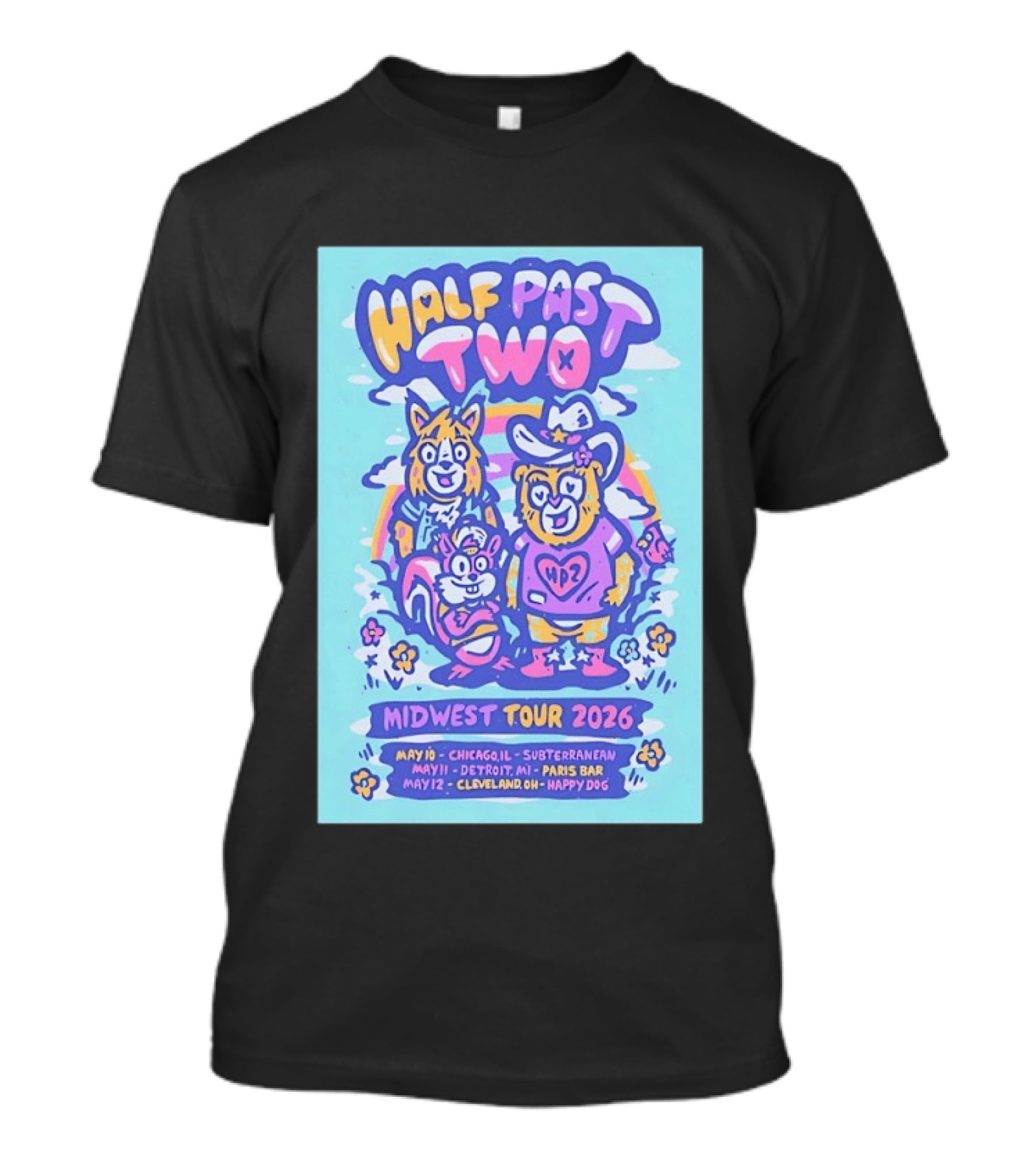 Half Past Two Midwest Tour 2026 Chicago Detroit Cleveland Dates T-Shirt