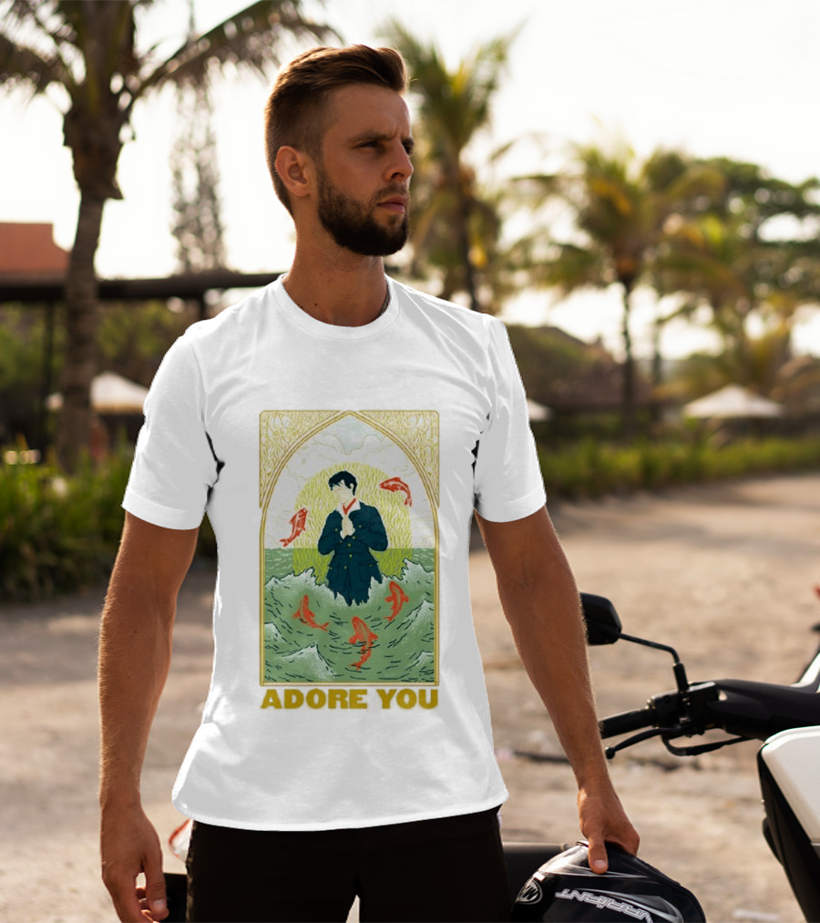 Adore You Iconic Pose Surrounded By Fish And Waves T-Shirt