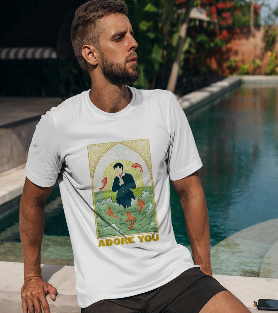Adore You Iconic Pose Surrounded By Fish And Waves T-Shirt