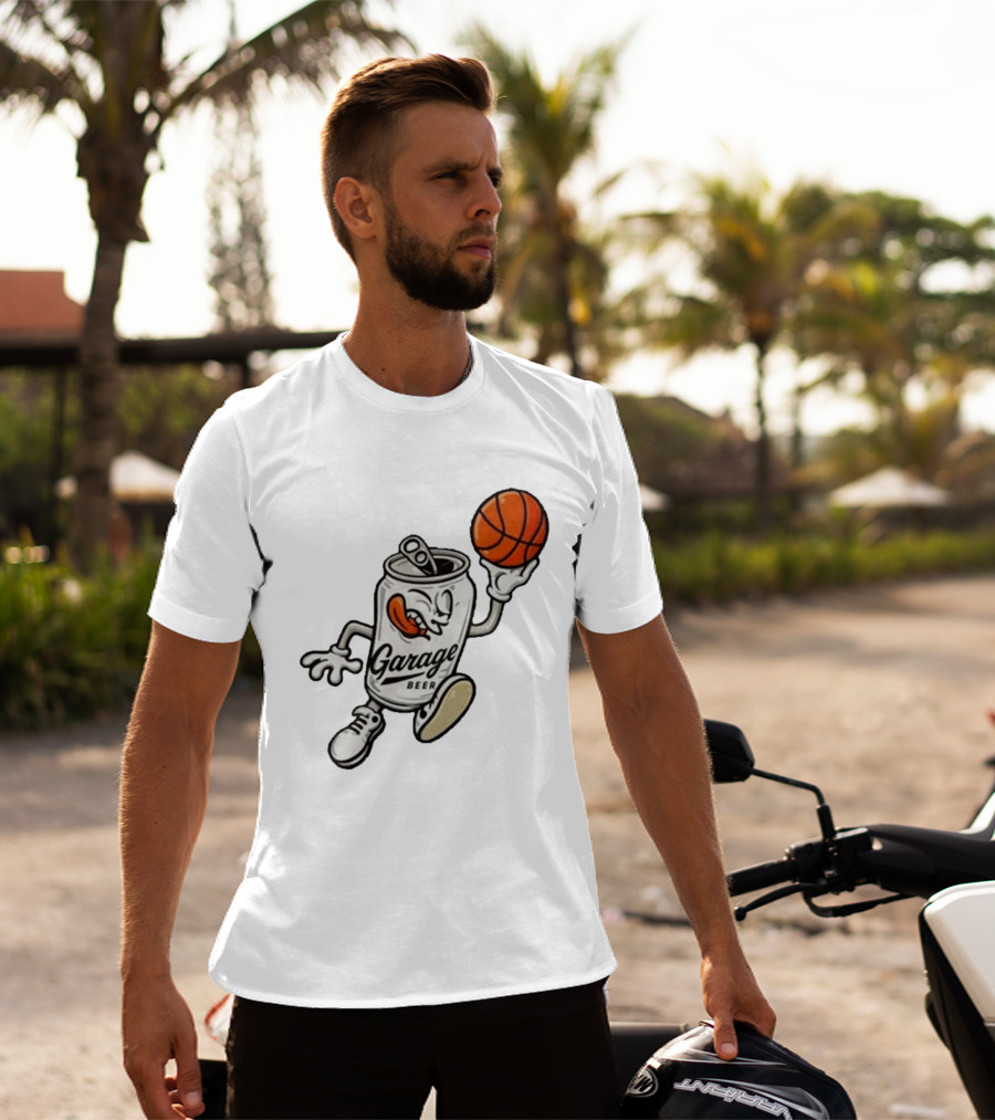 Garage Beer Can Basketball Cartoon T-Shirt