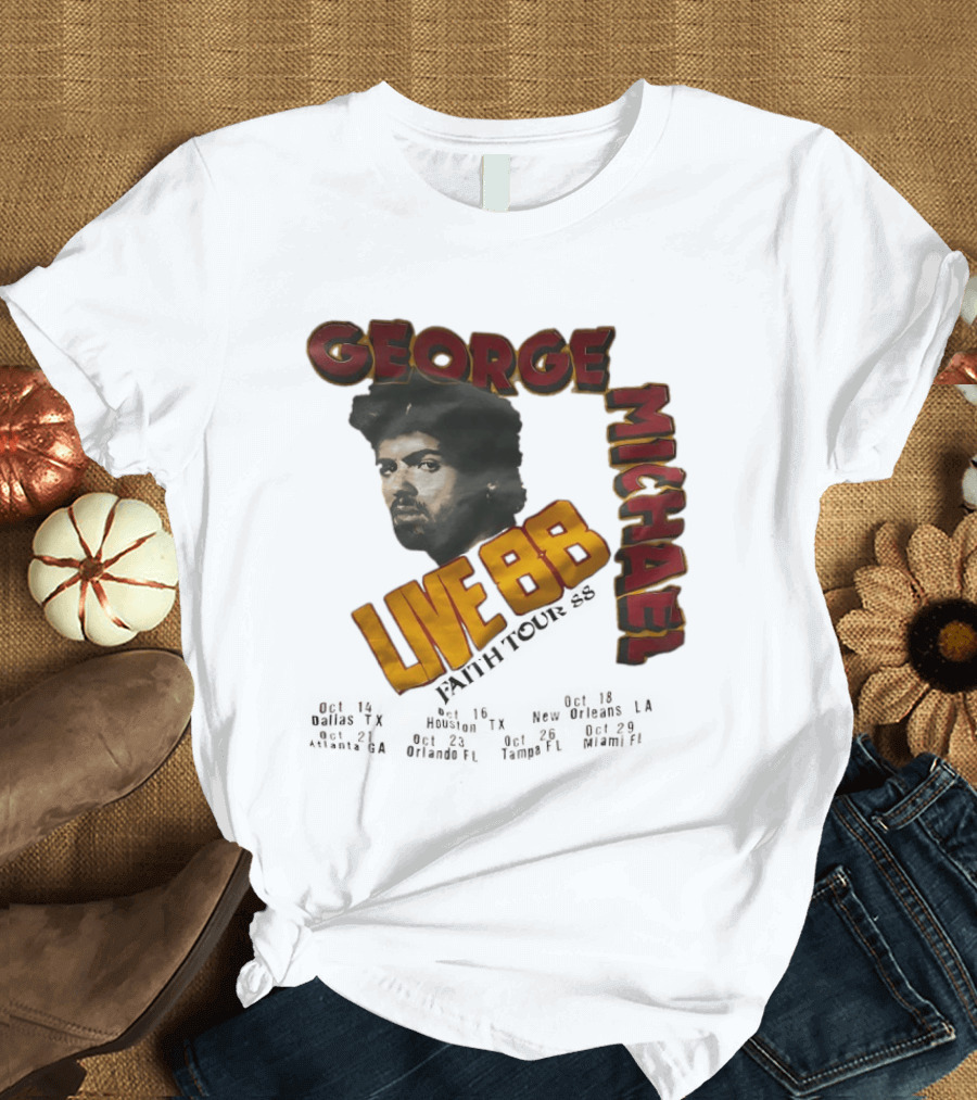 George Michael Live 88 Faith Tour 1988 Wembley Birmingham Glasgow Paris Dortmund Rotterdam T-Shirt