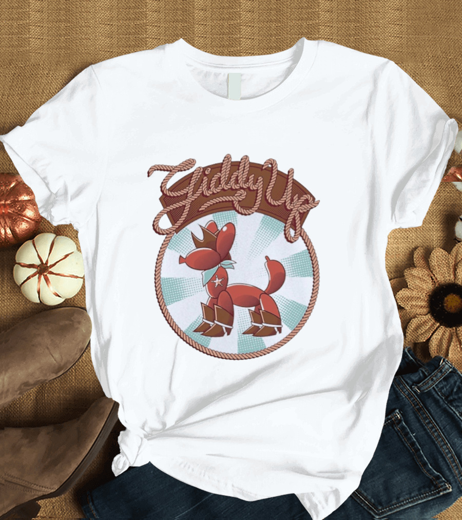Giddy Up Balloon Horse Rope Circle Star Bandana Spurs T-Shirt