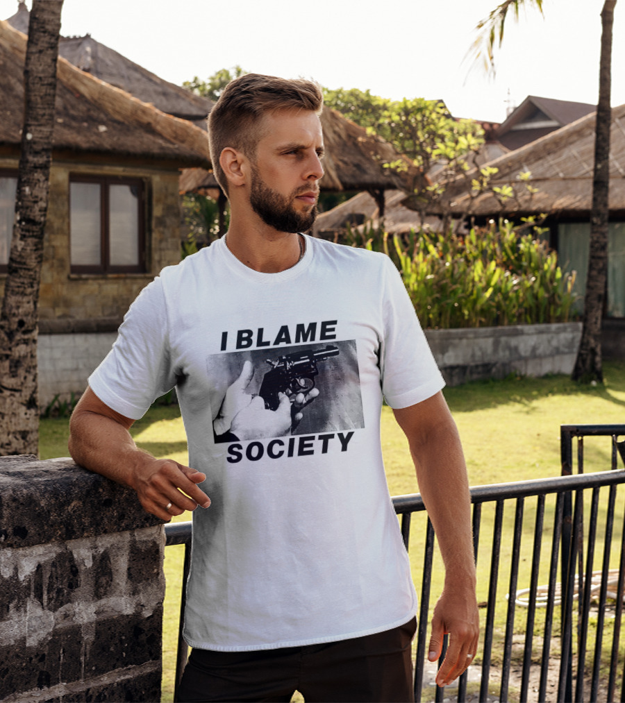 I Blame Society Raised Middle Finger Attitude T-Shirt