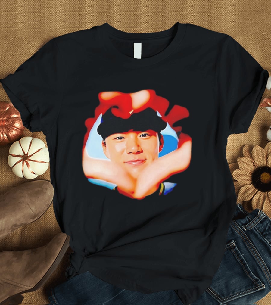 Yoshinobu Yamamoto Los Angeles Dodgers Heart Hand Photo T-Shirt