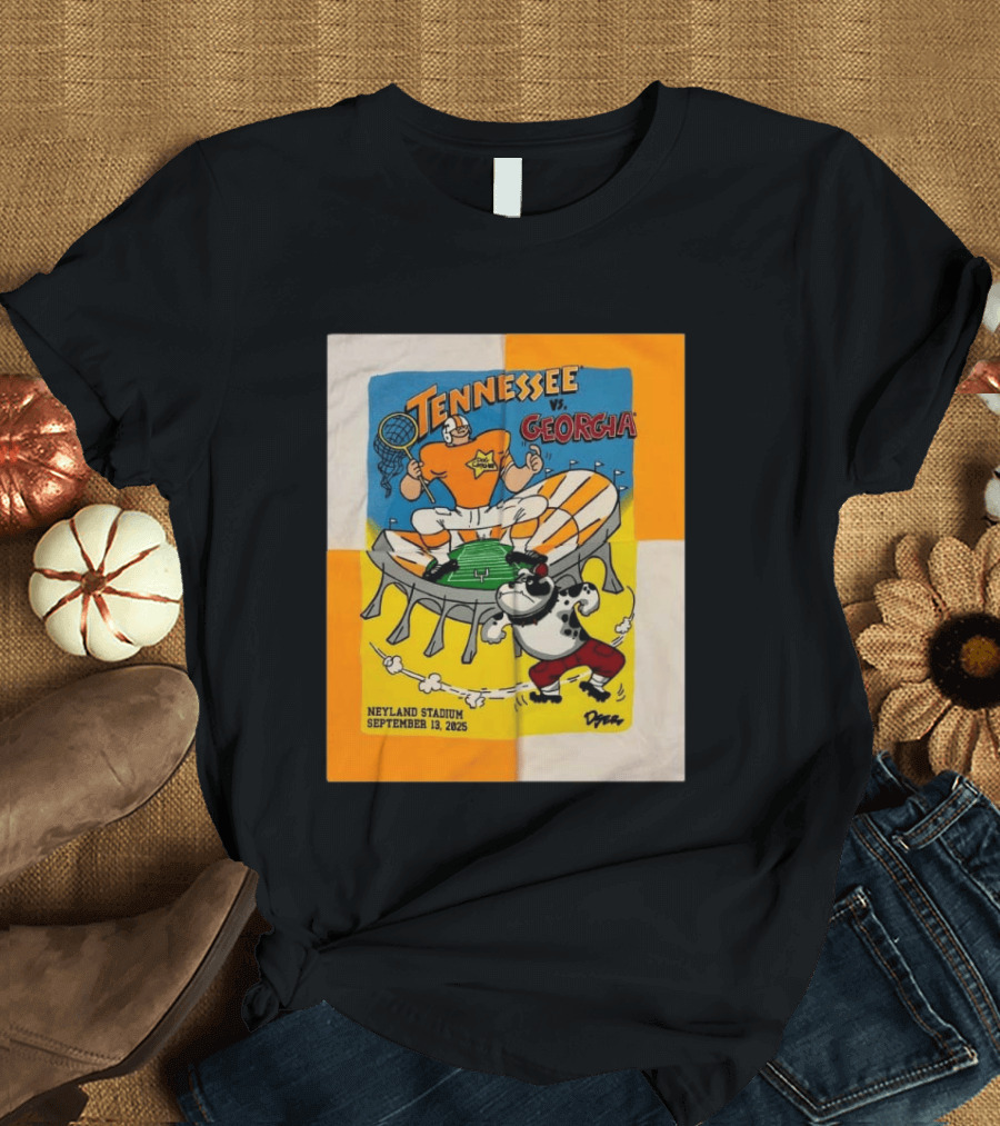 Tennessee Vs Georgia Neyland Stadium September 13 2025 Cartoon Bulldogs Volunteers T-Shirt