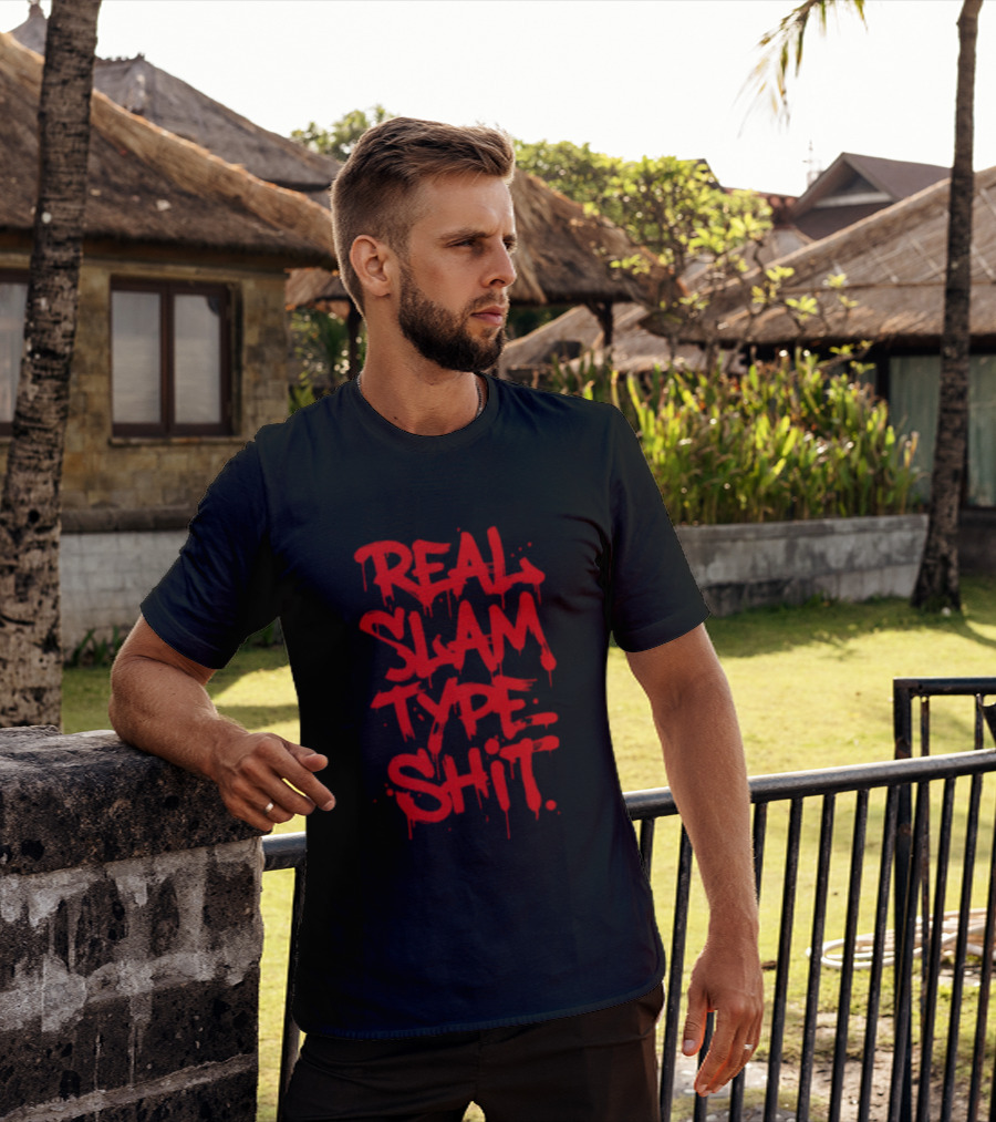 REAL SLAM TYPE SHIT Graffiti Style Red Drip T-Shirt