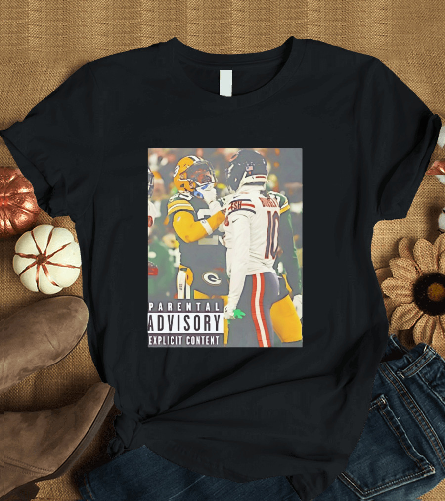 Green Bay Packers Vs Chicago Bears Rivalry Parental Advisory Explicit Content T-Shirt