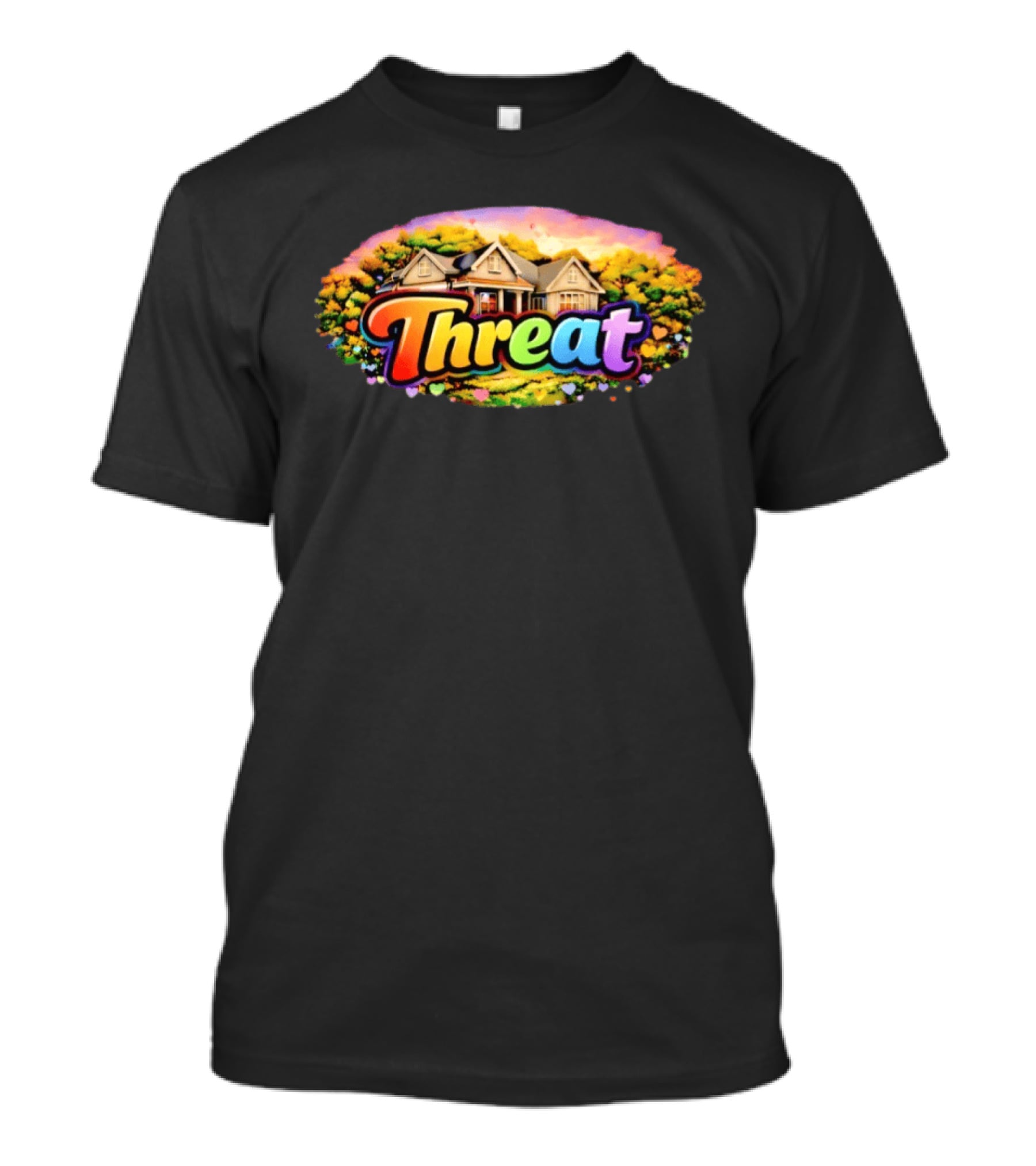 Threat Neighbor Colorful House And Landscape T-Shirt