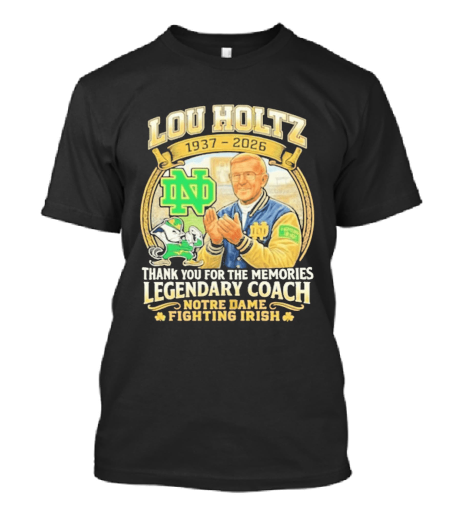 Lou Holtz 1937 2026 Thank You For The Memories Legendary Coach Notre Dame Fighting Irish ND T-Shirt