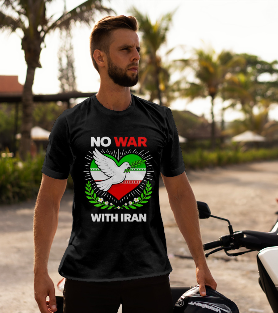 No War With Iran Dove Peace Heart Flag T-Shirt