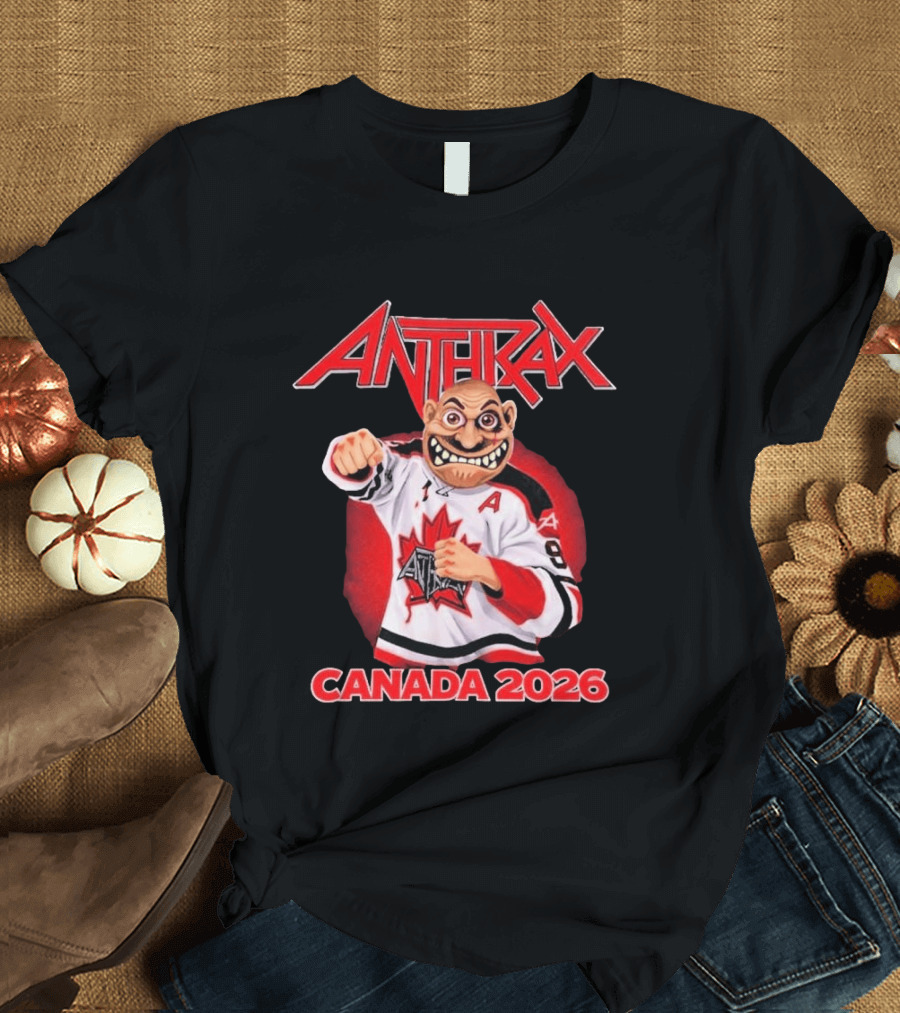 Anthrax Canada 2026 Tour No Man Hockey Player Elbows Up T-Shirt