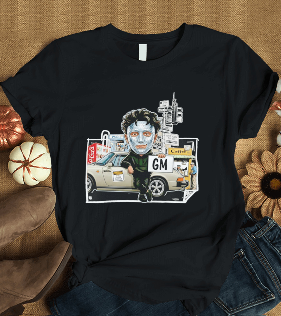 Don't Block The Box Warning I Do Dumb Things Traffic Signal Masked T-Shirt