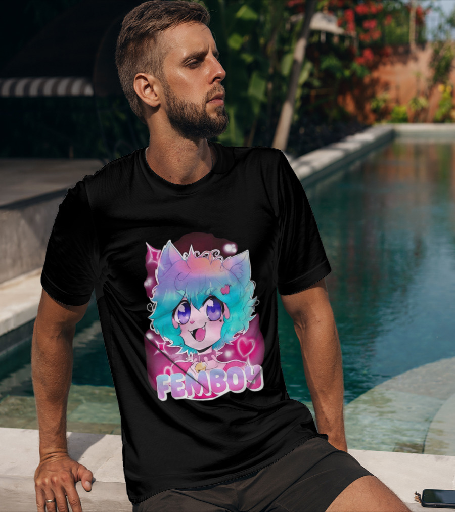 Femboy Anime Pastel Cat Ears Kawaii Aesthetic Cute T-Shirt