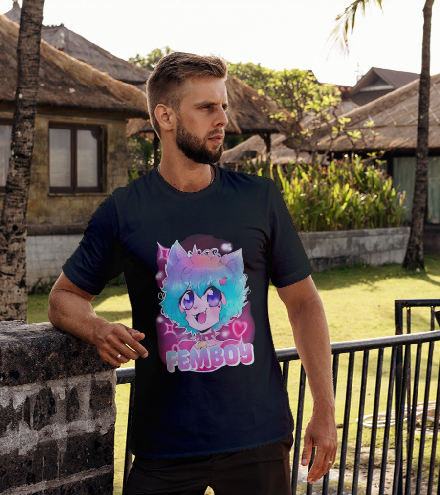 Femboy Anime Pastel Cat Ears Kawaii Aesthetic Cute T-Shirt