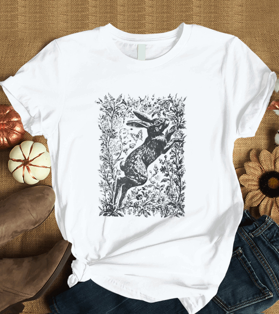 Rabbit Among Flowers Vintage Cottagecore T-Shirt