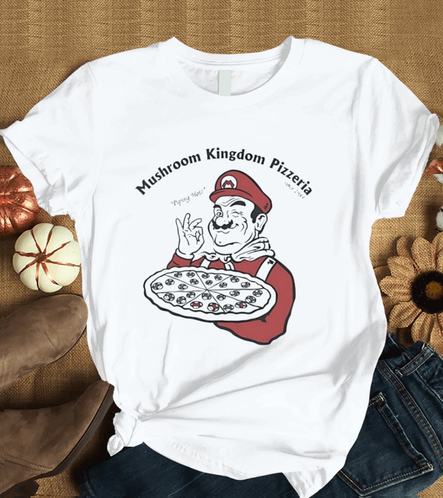 Mushroom Kingdom Pizzeria Funny Pizza Chef Winking Gesture Gaming Fan T-Shirt