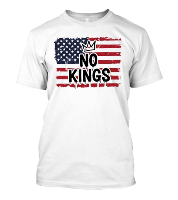 No Kings In America US Flag With Crown Melting Effect T-Shirt
