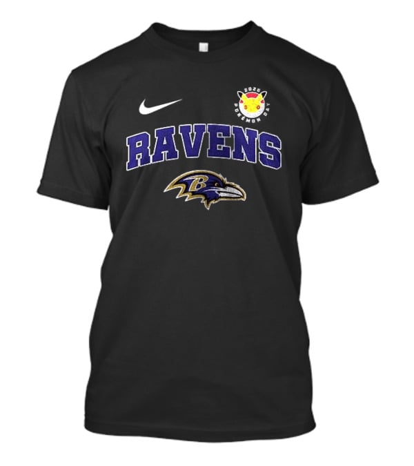 Nike Baltimore Ravens Pikachu 30th Anniversary Collaboration T-Shirt