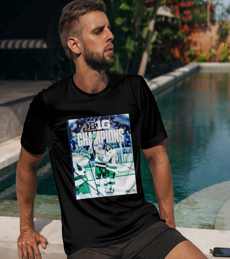 B1G Champions Michigan State Spartans Ice Hockey 2026 B1G Men's Hockey Regular Season Champs Back To Back T-Shirt