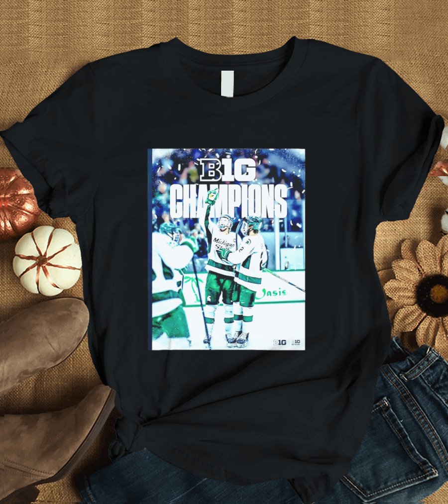 B1G Champions Michigan State Spartans Ice Hockey 2026 B1G Men's Hockey Regular Season Champs Back To Back T-Shirt