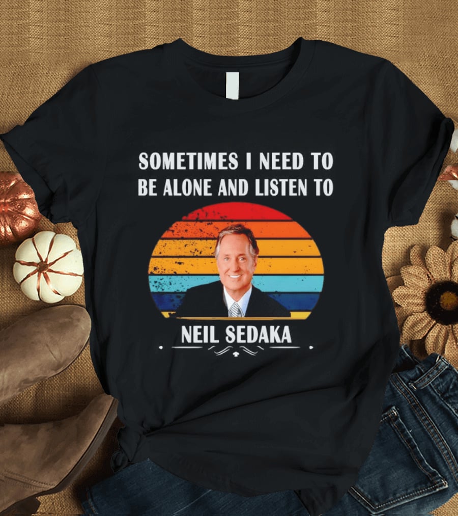Neil Sedaka Sometimes I Need To Be Alone And Listen To Retro Stripes T-Shirt