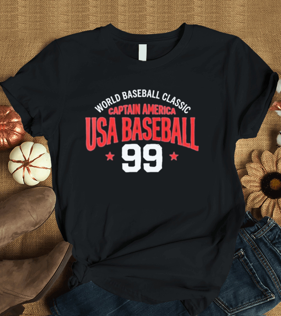 World Baseball Classic Captain America USA Baseball 99 Stars T-Shirt
