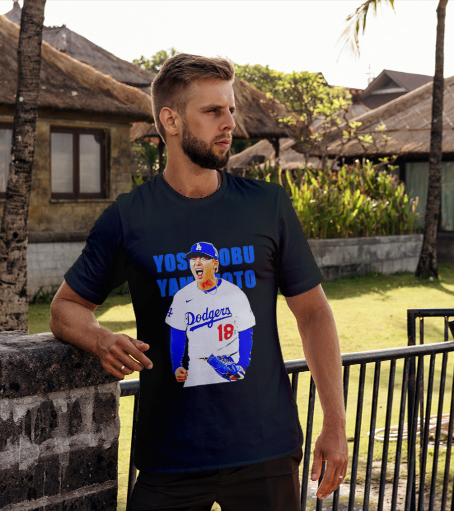 Yoshinobu Yamamoto Los Angeles Dodgers 18 Scream T-Shirt