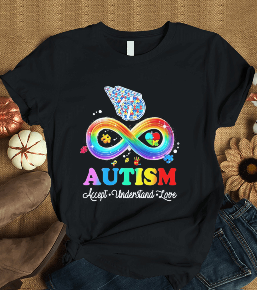 Cleveland Guardians Autism Awareness Puzzle Infinity Symbol Accept Understand Love T-Shirt