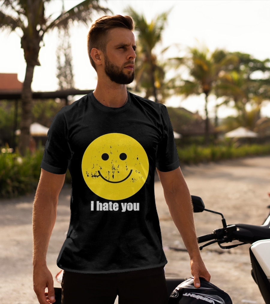 Harry I Hate You Smiley Face Distressed Grunge T-Shirt