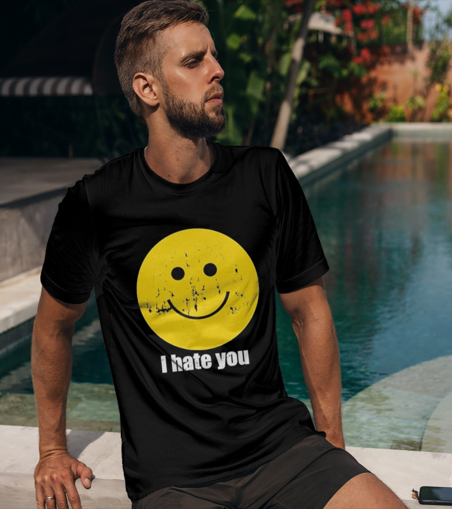 Harry I Hate You Smiley Face Distressed Grunge T-Shirt
