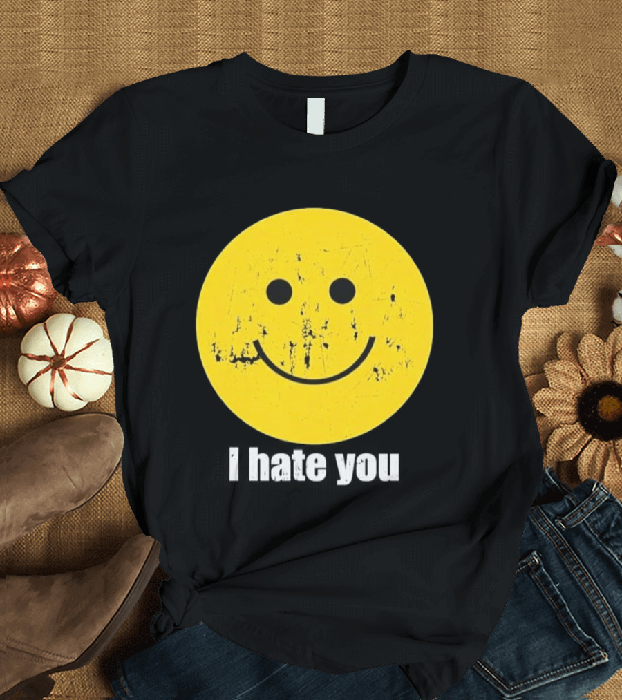 Harry I Hate You Smiley Face Distressed Grunge T-Shirt