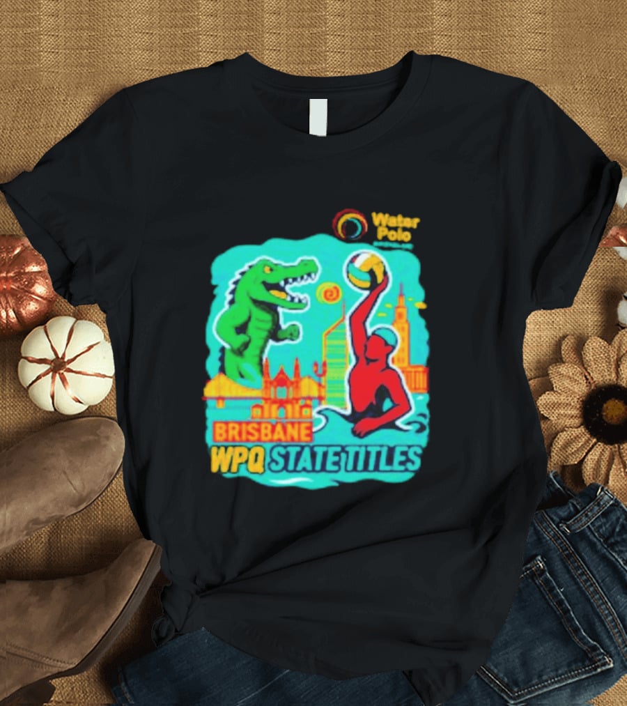 Brisbane WPQ State Titles Water Polo Tournament Crocodile Player Skyline T-Shirt