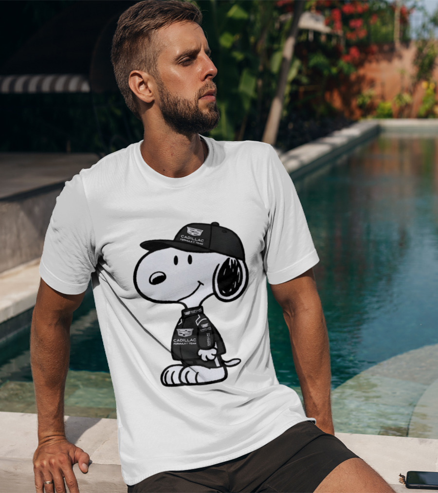 Snoopy Cadillac Formula 1 Team Racing Outfit T-Shirt