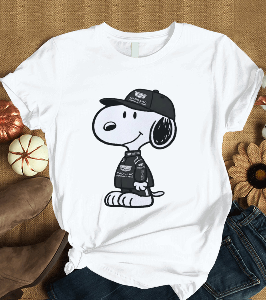 Snoopy Cadillac Formula 1 Team Racing Outfit T-Shirt