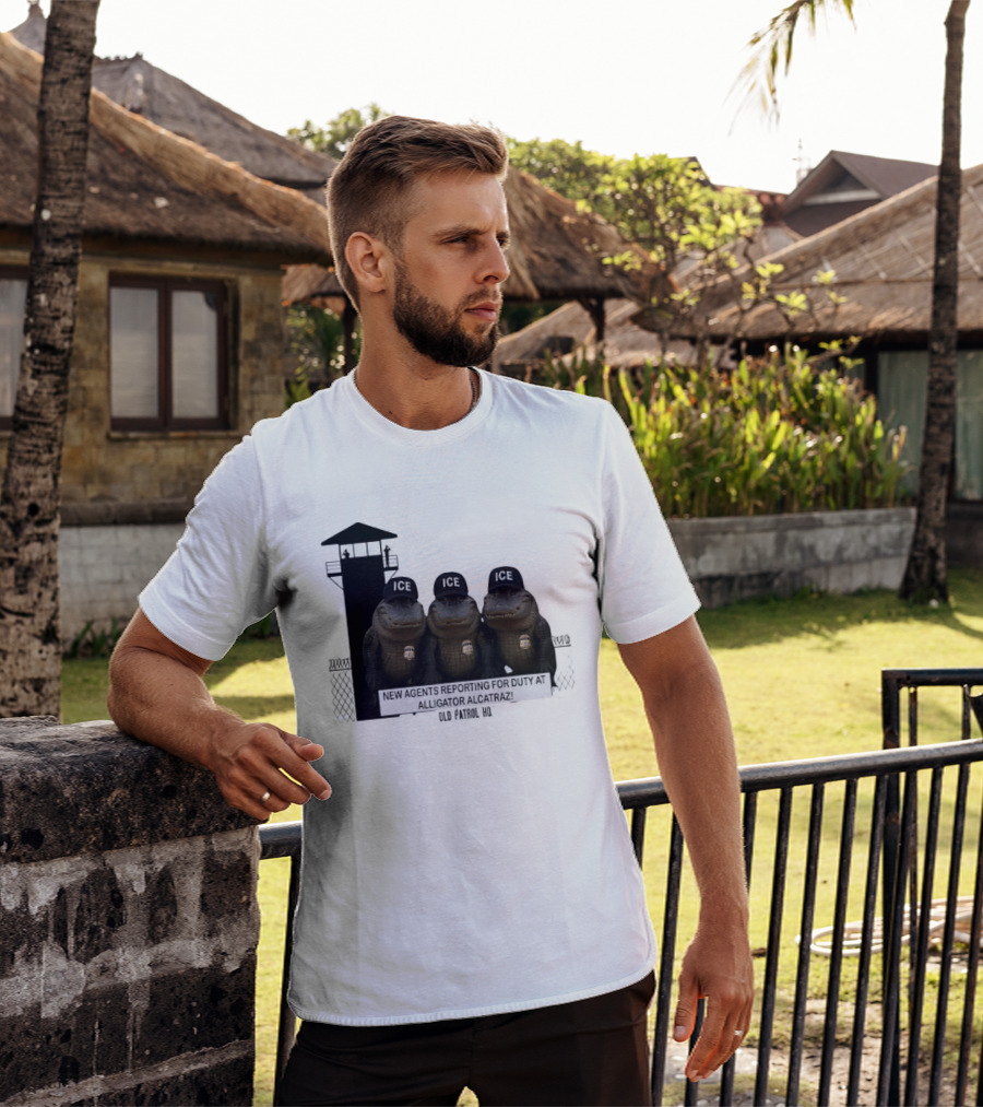 Alligator Alcatraz ICE Agents Guarding Prison Tower Scene T-Shirt