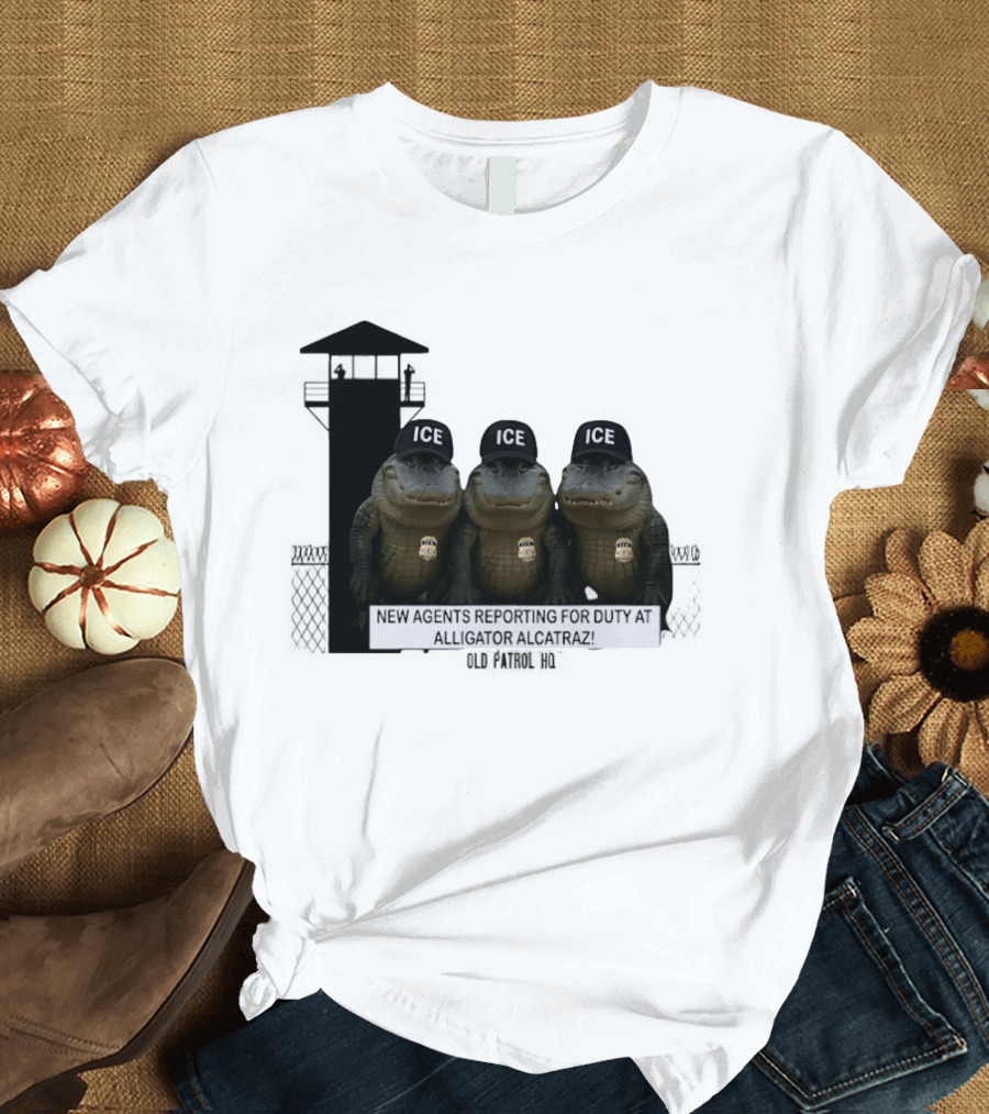 Alligator Alcatraz ICE Agents Guarding Prison Tower Scene T-Shirt