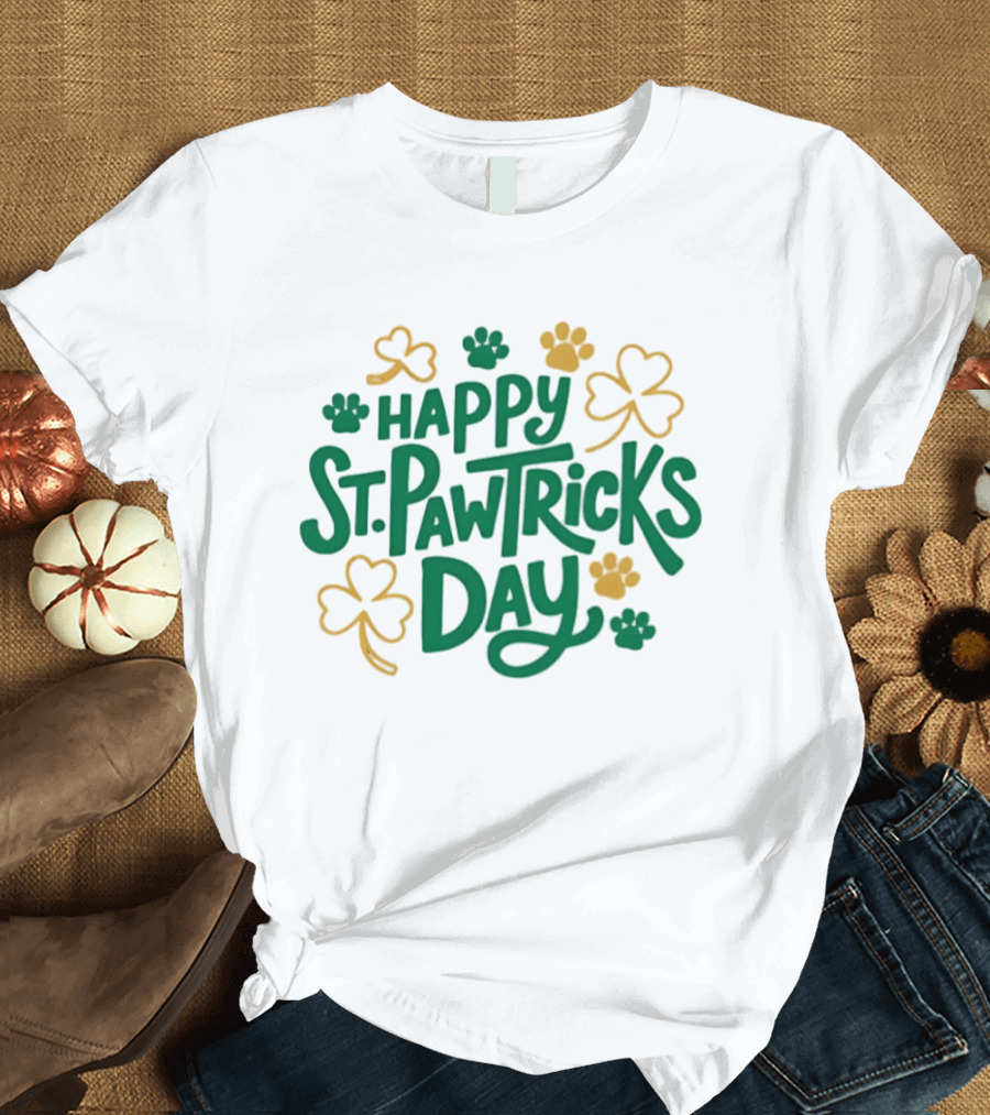 Happy St Pawtrick's Day Shamrock Dog Celebration T-Shirt