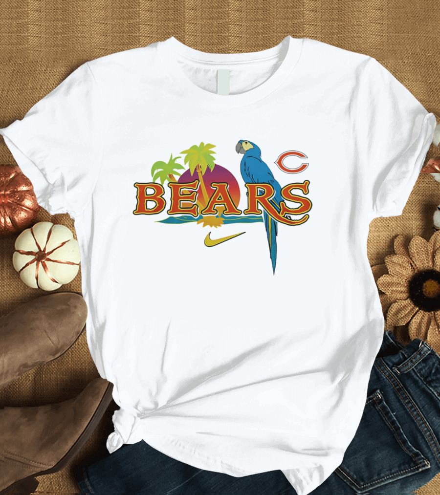 Chicago Bears Tropical Sunset Parrot Nike Collaboration T-Shirt