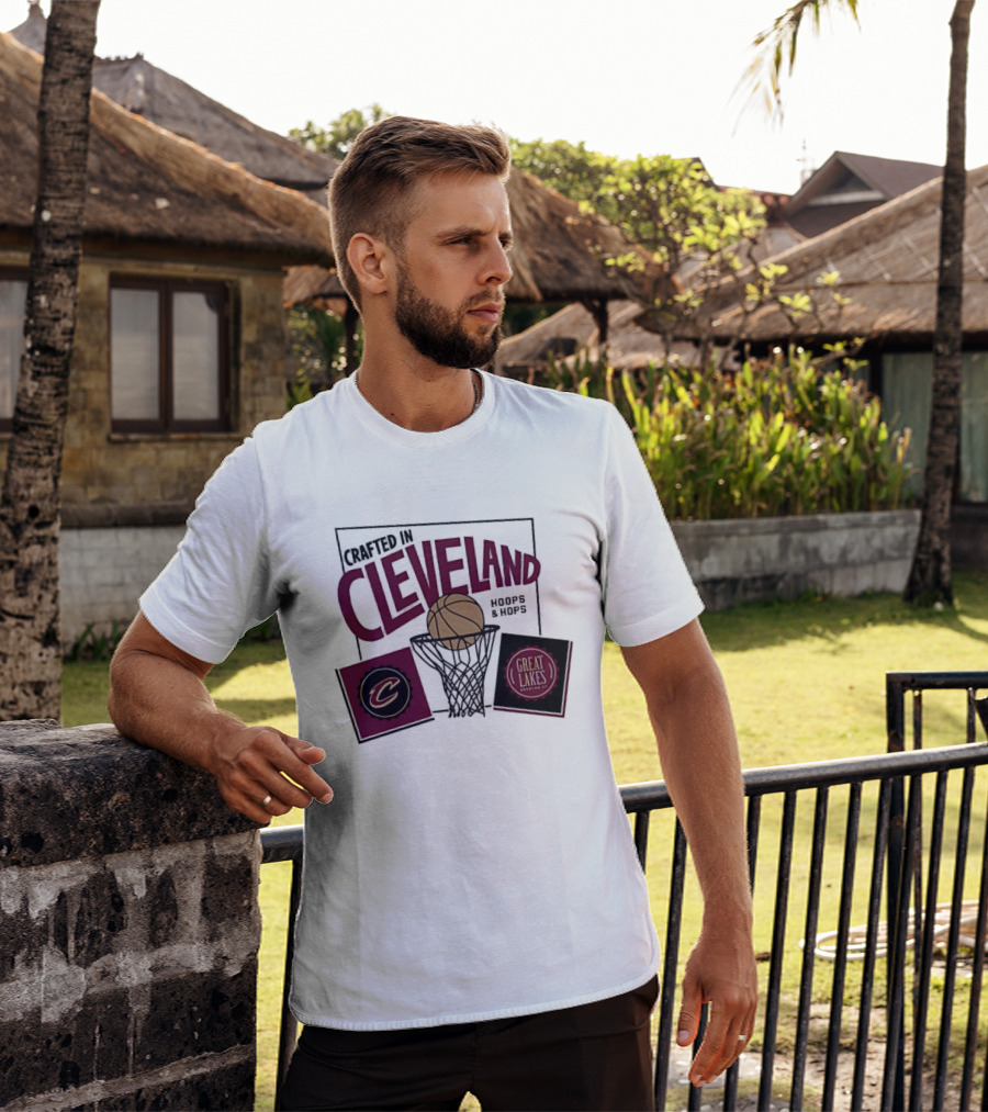 Crafted In Cleveland Hoops And Hops Cavaliers Great Lakes Brewing Co T-Shirt