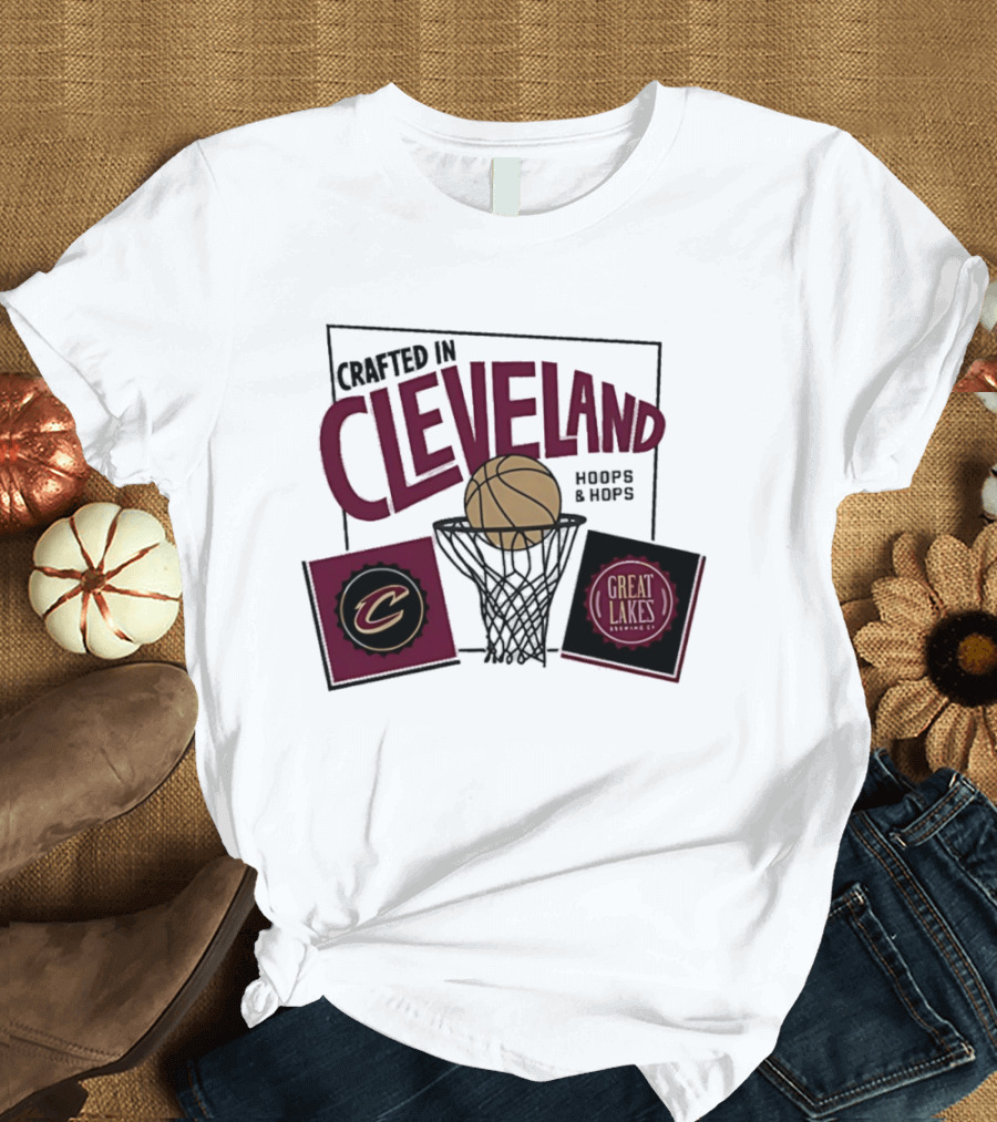 Crafted In Cleveland Hoops And Hops Cavaliers Great Lakes Brewing Co T-Shirt