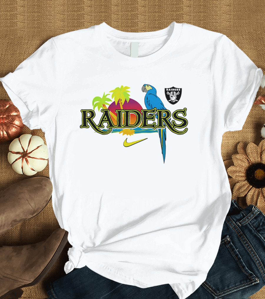 Las Vegas Raiders Tropics And Parrot It's 5 O' Somewhere Nike T-Shirt