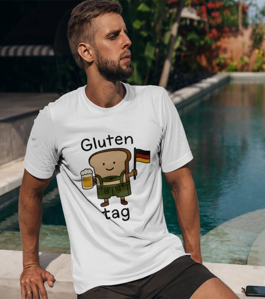 Gluten Tag Bread Character Lederhosen Beer German Flag T-Shirt