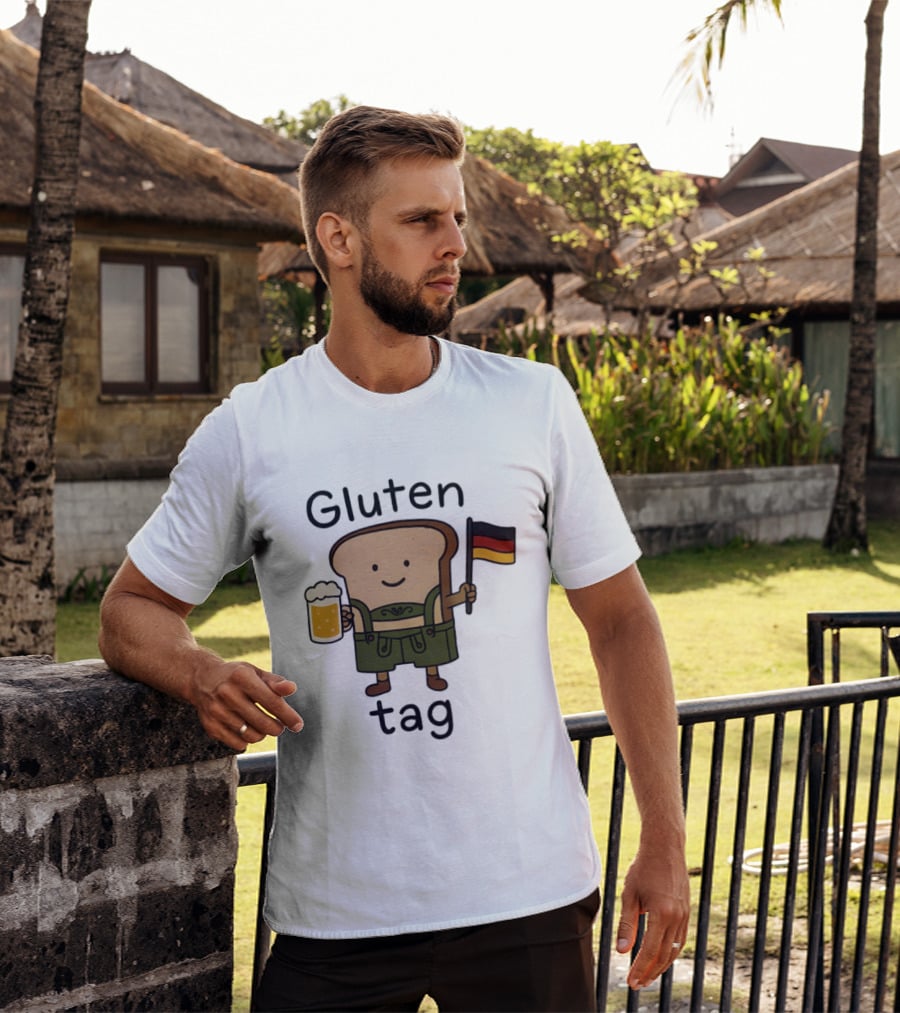 Gluten Tag Bread Character Lederhosen Beer German Flag T-Shirt