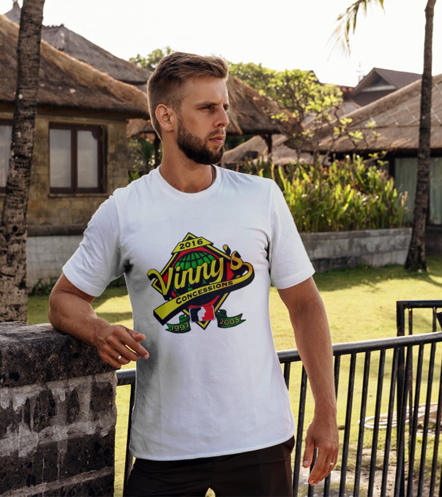 Vinny's Concessions 1997 2003 2016 Globe Ribbon T-Shirt