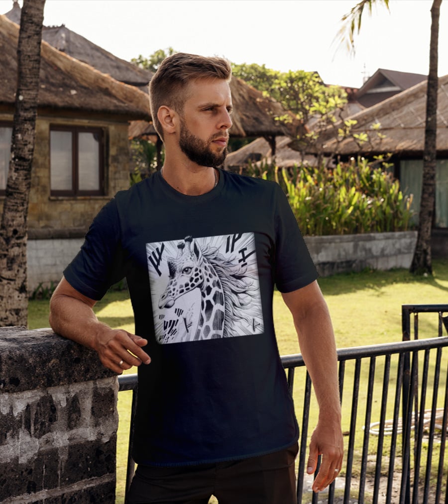 Giraffe Anime Aesthetic Colorful Pop Art Cartoon T-Shirt