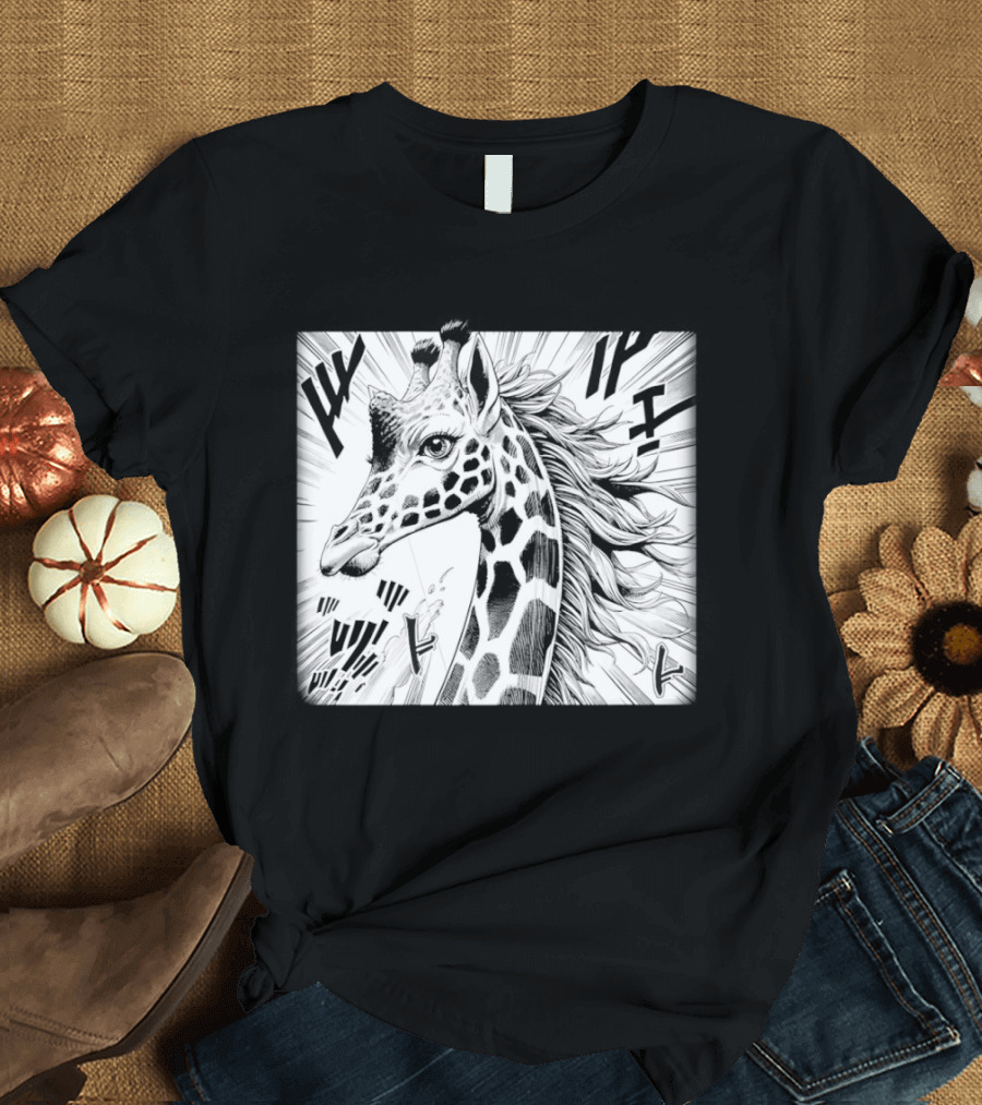 Giraffe Anime Aesthetic Colorful Pop Art Cartoon T-Shirt