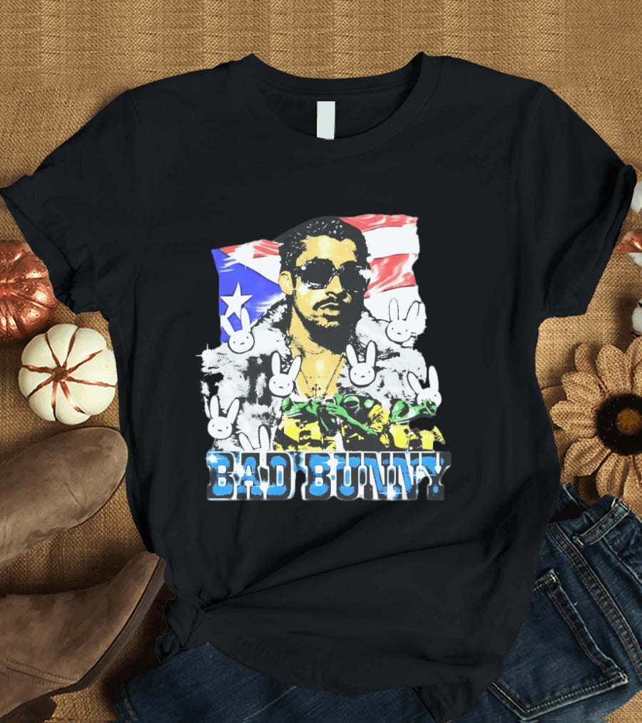 Bad Bunny Puerto Rican Flag Bunny Icon Latin Music T-Shirt
